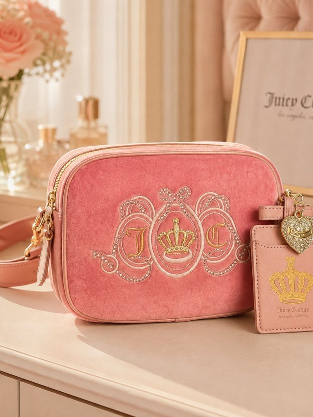 Juicy Couture Lovers Club Camera Bag Pink Lemonade Terry Crossbody NWT Limited